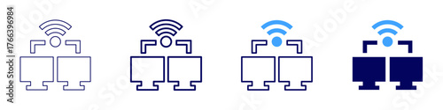 Connect devices icon in 4 different styles. Thin Line, Line, Bold Line, Duotone. Duotone style. Editable stroke