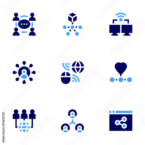 Connect icon set. Bold style. Duotone colors. communications, connection, connect, connections