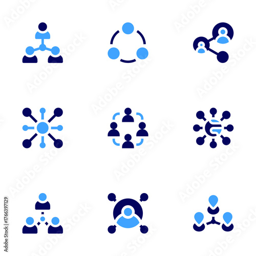 Connect icon set. Bold style. Duotone colors. people, connect, connection, affiliate marketing, link, network
