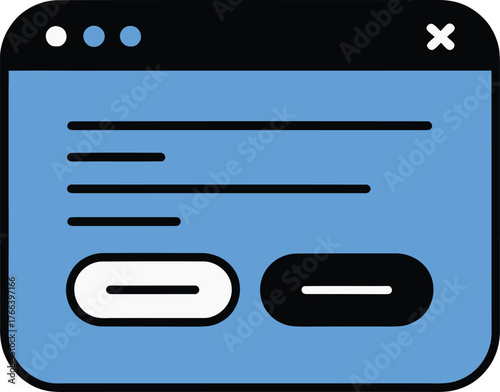 Application Window with Button Elements Minimalistic Digital Interface Flat Vector Design