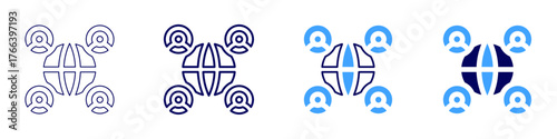Connect online icon in 4 different styles. Thin Line, Line, Bold Line, Duotone. Duotone style. Editable stroke