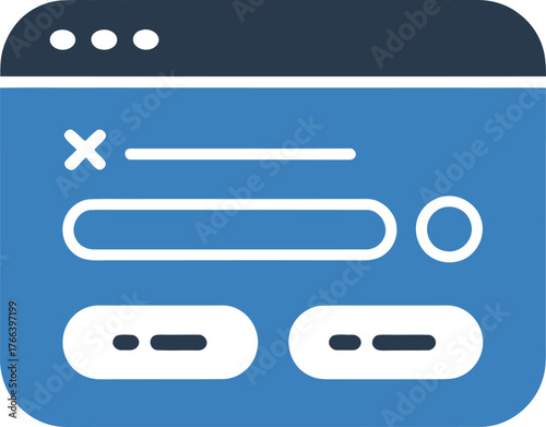 Browser Window Vector Design Computer Screen Graphic Interface Vector Icon Blue Monitor Symbol