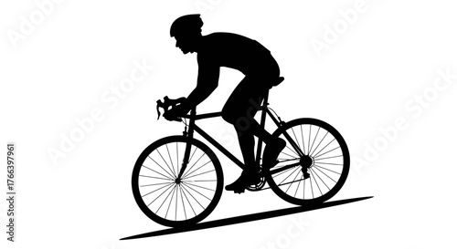 Determined cyclist silhouette powerfully racing uphill, showcasing athletic focus and competitive drive in a dynamic, modern sporting moment.