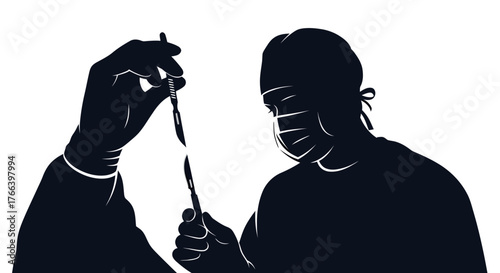 Dedicated surgeon meticulously prepares scalpel for life saving procedure with focused intensity in sterile operating room