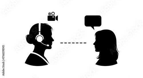 Dynamic online conversation connecting customer support with client through video call and chat bubbles, fostering clear communication and engagement