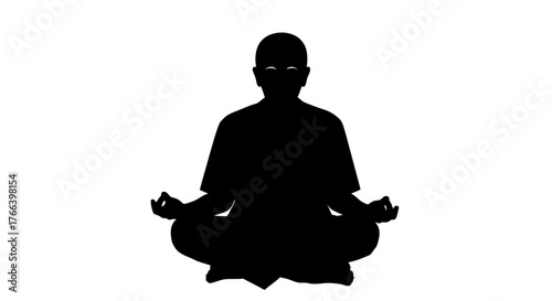 Serene silhouette meditating in lotus pose, finding inner peace and mental clarity for wellness and mindfulness