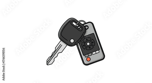 Car key and remote for modern vehicles, perfect for transportation, security, or automotive marketing materials with a sleek, contemporary design