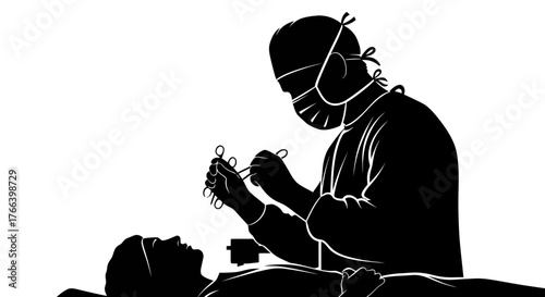Skilled surgeon meticulously performs delicate procedure on patient during intense operation, showcasing medical expertise and care