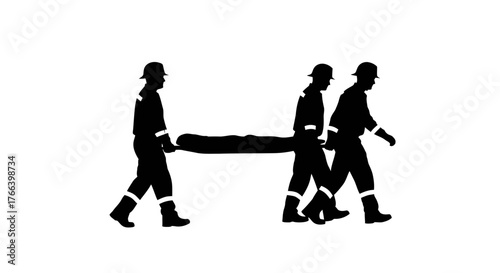 Dedicated rescue team members diligently carry injured person on stretcher, symbolizing urgent help and teamwork in critical situations.