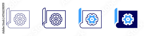 Project planning icon in 4 different styles. Thin Line, Line, Bold Line, Duotone. Duotone style. Editable stroke