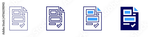 Project review icon in 4 different styles. Thin Line, Line, Bold Line, Duotone. Duotone style. Editable stroke