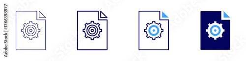 Project setup icon in 4 different styles. Thin Line, Line, Bold Line, Duotone. Duotone style. Editable stroke