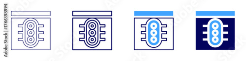 Project status icon in 4 different styles. Thin Line, Line, Bold Line, Duotone. Duotone style. Editable stroke