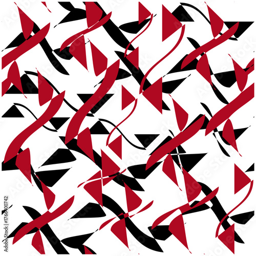 Geometric black red pattern background texture abstract art design print
