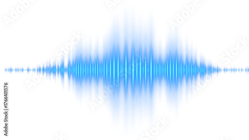 Abstract digital sound wave illustration on a blue and green background with lines of light and color