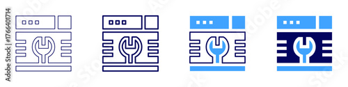 Hex wrench icon in 4 different styles. Thin Line, Line, Bold Line, Duotone. Duotone style. Editable stroke