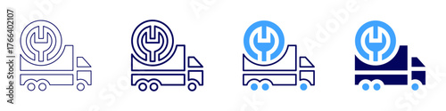 Truck maintaince icon in 4 different styles. Thin Line, Line, Bold Line, Duotone. Duotone style. Editable stroke