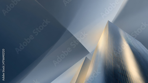 Abstract gradient skyscraper with sparkling lined pattern, modern architecture, and bold design, featuring reflective glass and dramatic sky for futuristic urban mood