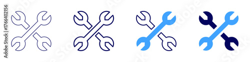 Wrenches icon in 4 different styles. Thin Line, Line, Bold Line, Duotone. Duotone style. Editable stroke