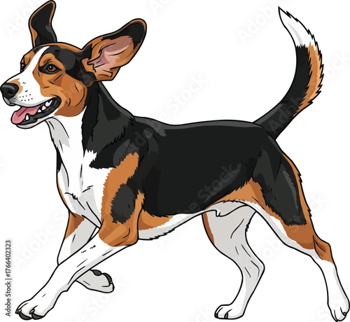 Estonian Hound dog playful happy pose vector illustration