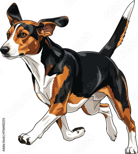 Estonian Hound dog running energetic vector illustration