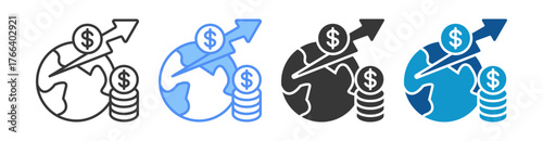 Economic Trends Icon Set Multiple Style Collection