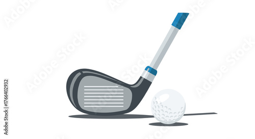 Golf club ready to tee off with a pristine white ball, hinting at precision, skill, and the joy of the game on a bright, clean backdrop