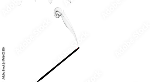 Wisps of delicate smoke curl from a burning incense stick against a bright background.