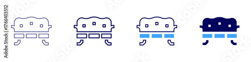 Sofa base icon in 4 different styles. Thin Line, Line, Bold Line, Duotone. Duotone style. Editable stroke