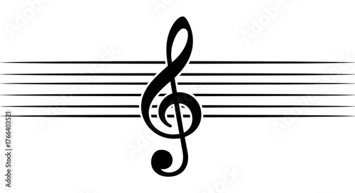 Elegant treble clef symbol resting on a musical staff, representing melody and harmony