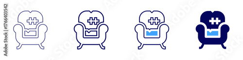 Sofa blanket icon in 4 different styles. Thin Line, Line, Bold Line, Duotone. Duotone style. Editable stroke