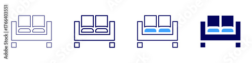 Sofa bracket icon in 4 different styles. Thin Line, Line, Bold Line, Duotone. Duotone style. Editable stroke