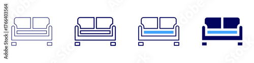 Sofa breathable icon in 4 different styles. Thin Line, Line, Bold Line, Duotone. Duotone style. Editable stroke