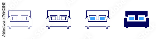 Sofa budget icon in 4 different styles. Thin Line, Line, Bold Line, Duotone. Duotone style. Editable stroke