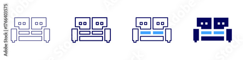 Sofa bunk icon in 4 different styles. Thin Line, Line, Bold Line, Duotone. Duotone style. Editable stroke