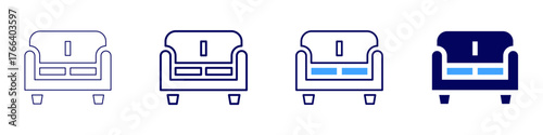 Sofa canvas icon in 4 different styles. Thin Line, Line, Bold Line, Duotone. Duotone style. Editable stroke