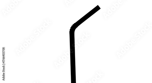 Simple black drinking straw with a bend against a white background.