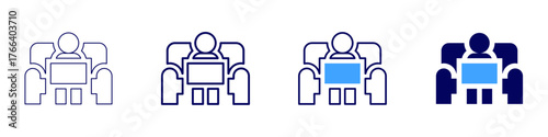 Sofa corner icon in 4 different styles. Thin Line, Line, Bold Line, Duotone. Duotone style. Editable stroke