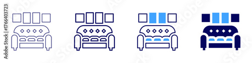 Sofa cost icon in 4 different styles. Thin Line, Line, Bold Line, Duotone. Duotone style. Editable stroke