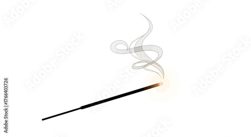 Gentle smoke curling from a lit incense stick, creating a calming atmosphere.