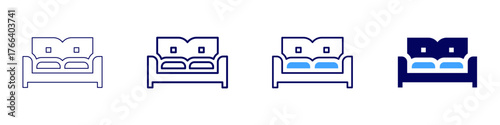 Sofa cube icon in 4 different styles. Thin Line, Line, Bold Line, Duotone. Duotone style. Editable stroke