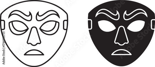 Vector art of  illustration of a theatrical mask with an angry expression, icon vector