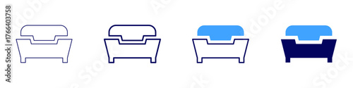 Sofa delivery icon in 4 different styles. Thin Line, Line, Bold Line, Duotone. Duotone style. Editable stroke