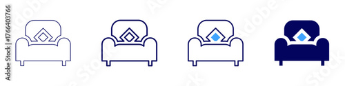 Sofa design icon in 4 different styles. Thin Line, Line, Bold Line, Duotone. Duotone style. Editable stroke