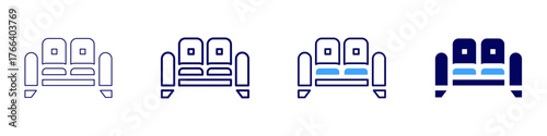 Sofa ecofriendly icon in 4 different styles. Thin Line, Line, Bold Line, Duotone. Duotone style. Editable stroke