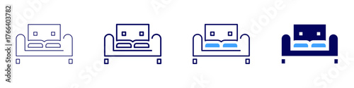 Sofa eco icon in 4 different styles. Thin Line, Line, Bold Line, Duotone. Duotone style. Editable stroke