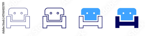 Sofa elegant icon in 4 different styles. Thin Line, Line, Bold Line, Duotone. Duotone style. Editable stroke