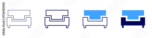 Sofa icon in 4 different styles. Thin Line, Line, Bold Line, Duotone. Duotone style. Editable stroke