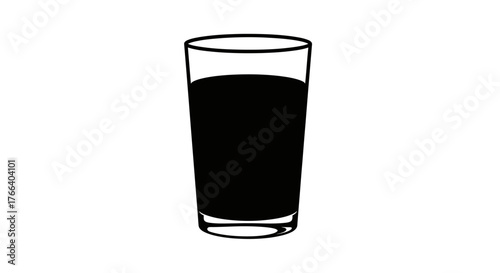 Simple illustration of a tall glass filled with dark liquid on a white background