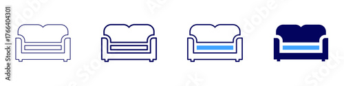 Sofa mechanism icon in 4 different styles. Thin Line, Line, Bold Line, Duotone. Duotone style. Editable stroke